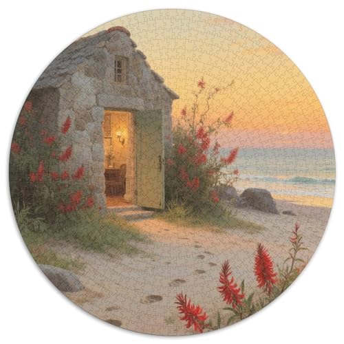 Steinhaus mit Blumen bedeckt Puzzle 1000 Teile Schwer Puzzle Spielzeug Pädagogisches Spiel Impossible Ansicht Herausforderung Spielzeug Für Erwachsene Kinder 1000pcs (67.5x67.5cm) von LFVBASOYU
