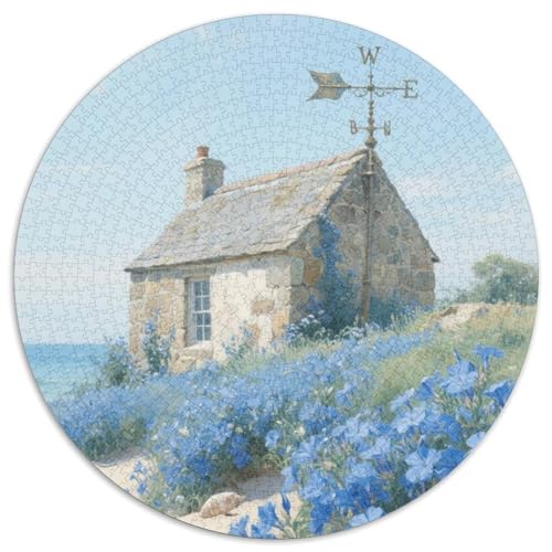 Steinhaus mit Blumen bedeckt Puzzle 1000 Teile Schwer Puzzle Spielzeug Pädagogisches Spiel Impossible Ansicht Herausforderungsspielzeug Für Erwachsene Und Kinder Ab 14 Jahren 1000pcs (67.5x67.5cm) von LFVBASOYU