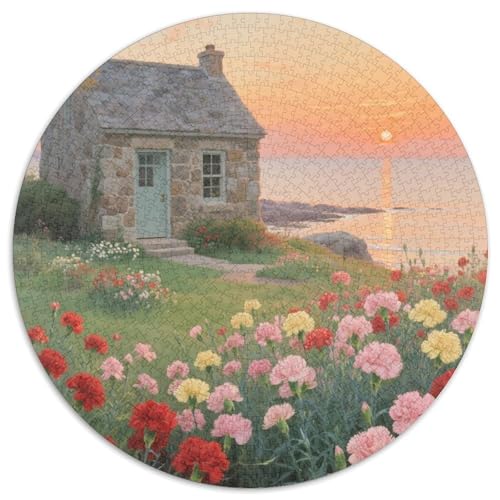 Steinhaus mit Blumen bedeckt Puzzles 1000 Teile Schwer Puzzle Spielzeug Lernspiel Impossible Ansicht Herausforderung Spielzeug Für Erwachsene Kinder 1000pcs (67.5x67.5cm) von LFVBASOYU