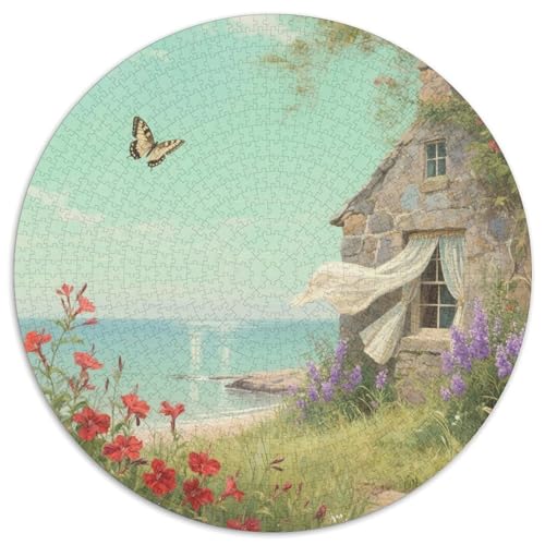 Steinhaus mit Blumen bedeckt Puzzles 1000 Teile Schwer Puzzle Spielzeug Lernspiel Impossible Ansicht Herausforderung Spielzeug Für Erwachsene Und Kinder Ab 12 Jahren 1000pcs (67.5x67.5cm) von LFVBASOYU