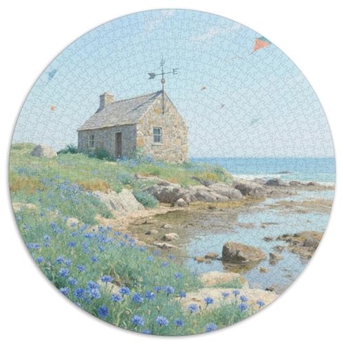 Steinhaus mit Blumen bedeckt Puzzles 1000 Teile Schwer Puzzle Spielzeug Lernspiel Impossible Ansicht Herausforderungsspielzeug Für Erwachsene Kinder 1000pcs (67.5x67.5cm) von LFVBASOYU
