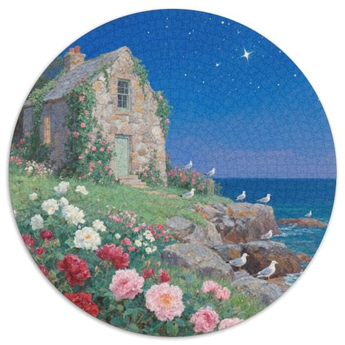 Steinhaus mit Blumen bedeckt Puzzles 1000 Teile Schwer Puzzle Spielzeug Lernspiel Impossible Ansicht Herausforderungsspielzeug Für Erwachsene Und Kinder in Bewährter 1000pcs (67.5x67.5cm) von LFVBASOYU