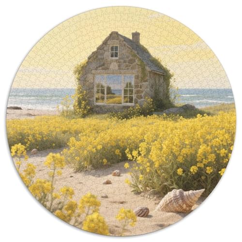 Steinhaus mit Blumen bedeckt Puzzles 1000 Teile Schwer Puzzle Spielzeug Pädagogisches Spiel Impossible Ansicht Herausforderungsspielzeug Für Erwachsene Kinder 1000pcs (67.5x67.5cm) von LFVBASOYU