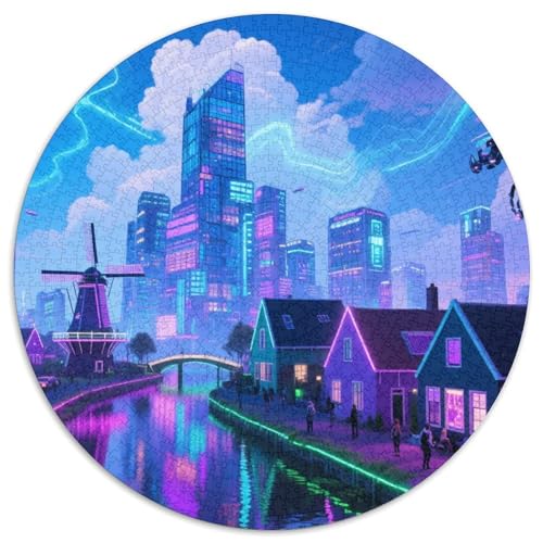 Windmühlen Stadt Puzzle 1000-teilige Schwer Puzzle Spielzeug Lernspiel Impossible Dorf Herausforderungsspielzeug Für Erwachsene Und Kinder Ab 14 Jahren 1000pcs (67.5x67.5cm) von LFVBASOYU