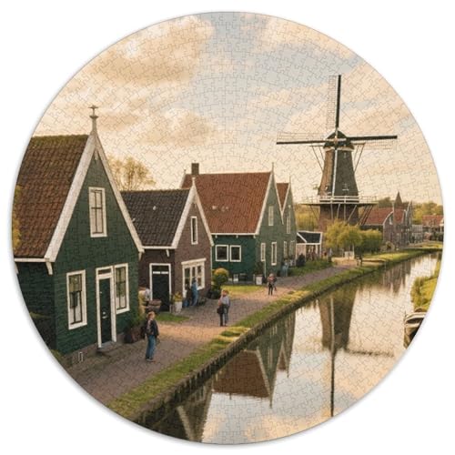 Windmühlen Stadt Puzzles 1000 Teile Schwer Puzzle Spielzeug Lernspiel Impossible Dorf Herausforderung Spielzeug Für Erwachsene Kinder 1000pcs (67.5x67.5cm) von LFVBASOYU
