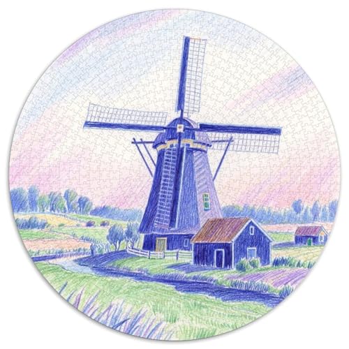 Windmühlen Stadt Puzzles 1000 Teile Schwer Puzzle Spielzeug Lernspiel Impossible Dorf Herausforderung Spielzeug Für Erwachsene Und Kinder Ab 14 Jahren 1000pcs (67.5x67.5cm) von LFVBASOYU