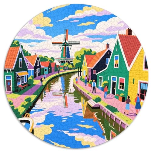 Windmühlen Stadt Puzzles 1000 Teile Schwer Puzzle Spielzeug Lernspiel Impossible Dorf Herausforderung Spielzeug Für Erwachsene Und Kinder in Bewährter 1000pcs (67.5x67.5cm) von LFVBASOYU