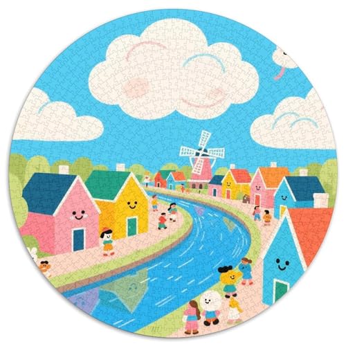 Windmühlen Stadt Puzzles 1000 Teile Schwer Puzzle Spielzeug Lernspiel Impossible Dorf Herausforderungsspielzeug Für Erwachsene Und Kinder in Bewährter 1000pcs (67.5x67.5cm) von LFVBASOYU
