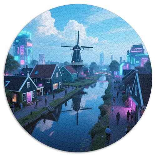 Windmühlen Stadt Puzzles 1000 Teile Schwer Puzzle Spielzeug Pädagogisches Spiel Impossible Dorf Herausforderungsspielzeug Für Erwachsene Und Kinder Ab 14 Jahren 1000pcs (67.5x67.5cm) von LFVBASOYU