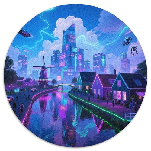 Windmühlen Stadt Puzzles 1000-teilige Schwer Puzzle Spielzeug Lernspiel Impossible Dorf Herausforderungsspielzeug Für Erwachsene Kinder 1000pcs (67.5x67.5cm) von LFVBASOYU