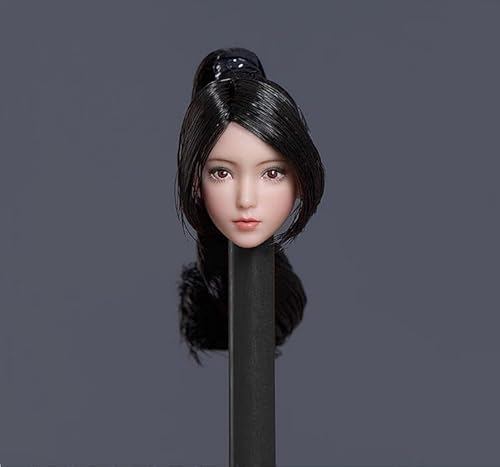 LFWDOCN 1/12 Scale Female Head Sculpt,Asian Girl Pale Skin Head Carved for 6inch Female Seamless Action Figure Collection von LFWDOCN