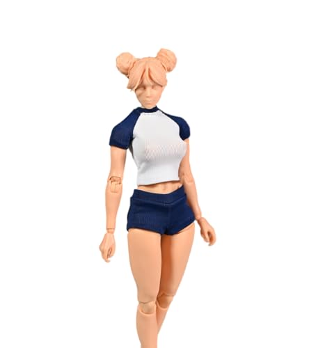 LFWDOCN 1/12 Scale Female Sportswear Short Sleeved Shorts Clothes for 6inch Action Figure Body (Long Tops+Shorts) von LFWDOCN