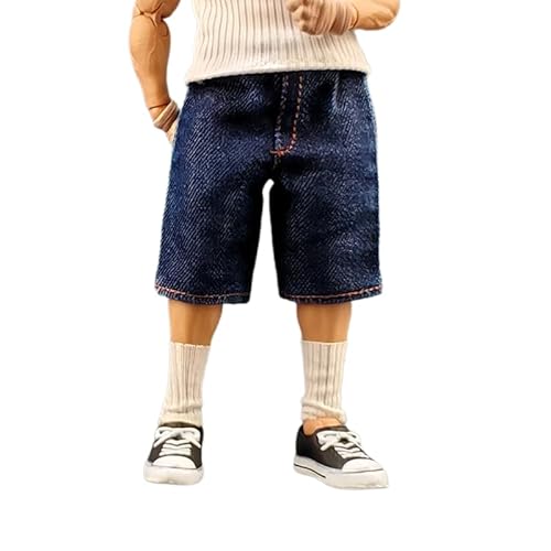LFWDOCN 1/12 Scale Male Clothes,Male Denim Shorts Ripped Jeans Pant Clothing for 6inch Action Figure Body (Blue-Normal Ver) von LFWDOCN