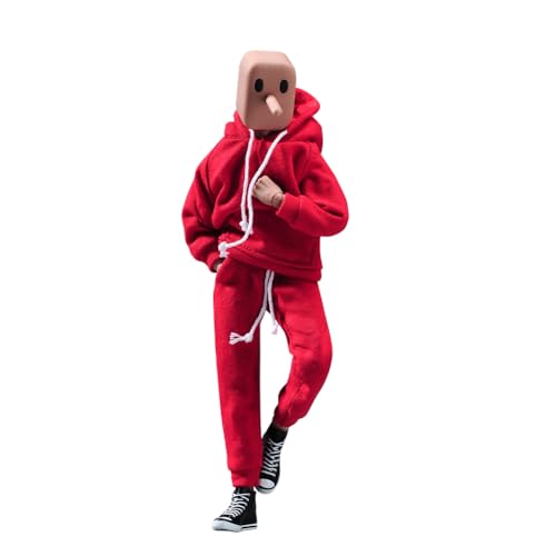 LFWDOCN 1/12 Scale Male Clothes,Men's Hoodie Pants Trousers Clothing for 6inch Male Action Figure Body Doll (Red) von LFWDOCN