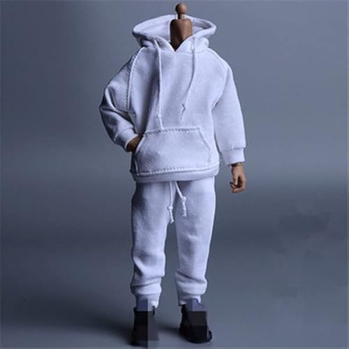 LFWDOCN 1/12 Scale Male Clothes,Men's Hoodie Pants Trousers Clothing for 6inch Male Action Figure Body Doll (White) von LFWDOCN