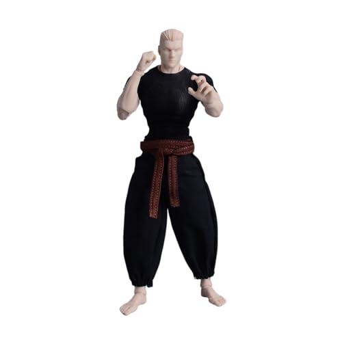 LFWDOCN 1/12 Scale Male Clothes,Men's Tight Short Sleeves Pant Warrior Combat Suit Sport Clothing for 6inch Action Figure Body (Black Tops+Brown Belt+Black Pant) von LFWDOCN