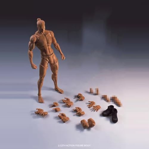 LFWDOCN 1/12 Scale Mann ActionFigurn Body 6inch Super Flexible Figur Body Doll with Kopf&Replaceable Legs Accessory Model (Yellow Skin) von LFWDOCN