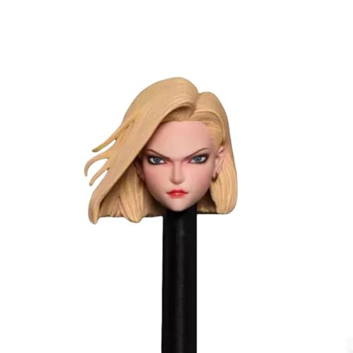 LFWDOCN 1/12 Scale weiblich militär Kopf Miniature Figur Collectible Android 18 Lazuli Girl Anime Beauty Kopf Carved Model fit 6inch PH TBL JO ActionFigurn Body(M004A Straight 1/12 Scale) von LFWDOCN