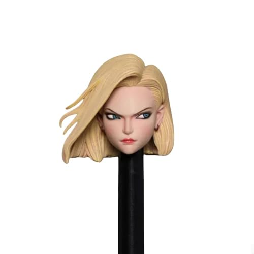LFWDOCN 1/12 Scale weiblich militär Kopf Miniature Figur Collectible Android 18 Lazuli Girl Anime Beauty Kopf Carved Model fit 6inch PH TBL JO ActionFigurn Body(M004B Strabismus 1/12 Scale) von LFWDOCN