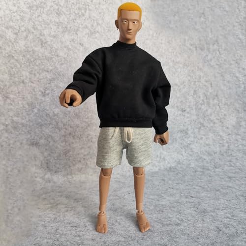 LFWDOCN 1/6 Custom Scale Man Sweatshirt + Short Pant Outfit for 12" Male Action Figure Doll Clothes (Black) von LFWDOCN