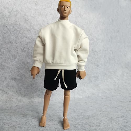 LFWDOCN 1/6 Custom Scale Man Sweatshirt + Short Pant Outfit for 12" Male Action Figure Doll Clothes (White) von LFWDOCN