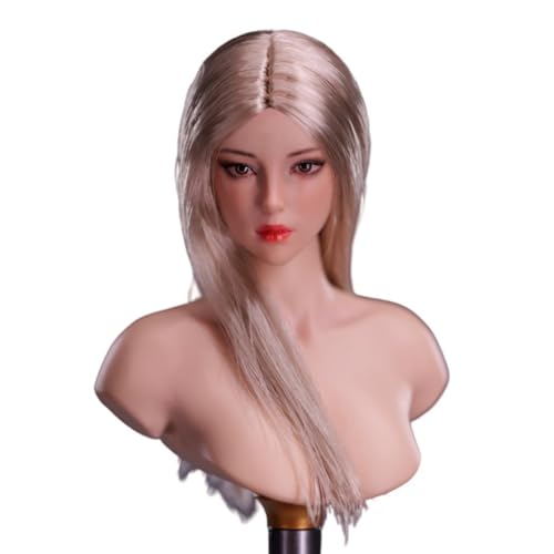 LFWDOCN 1/6 Scale Female Action Figures Head YMT084 Miniature Asian Girl Head Fit for 12 Inch Military Body Model Collectible (Blonde Long Hair) von LFWDOCN
