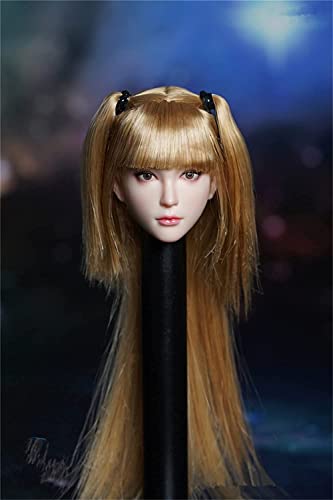 LFWDOCN 1/6 Scale Female Head Sculpt, Asian Girl Pale Skin Head Carved Planted Hair for 12 Inch Phicen Action Figure Body Collection von LFWDOCN