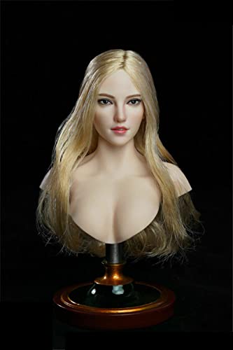 LFWDOCN 1/6 Scale Female Head Sculpt, Asian Girl Pale Skin Head Carved for 12 Inch Female Action Figure Body Doll (Blonde Curls Hair) von LFWDOCN