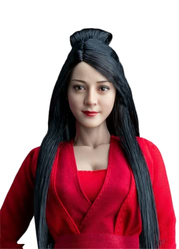 LFWDOCN 1/6 Scale Female Head Sculpt,Beauty Asian Girl Planted Hair Head Carved Model for 12 Inch Action Figure Doll (Long Black Hair) von LFWDOCN
