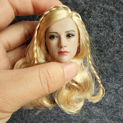 LFWDOCN 1/6 Scale Female Head Sculpt Suntan Skin Gold Braid Girl Head Carved for 12inch Action Figure Body Doll von LFWDOCN