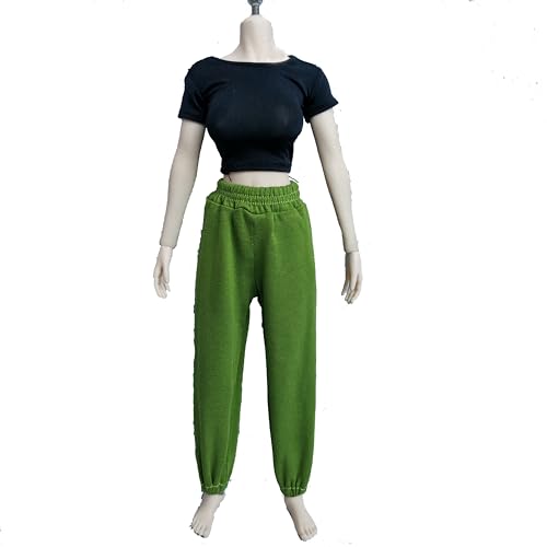 LFWDOCN 1/6 Scale Figure Doll Clothes T-Shirt + Pant Costume for 12 inch Female Action Figure Phicen/TBLeague Toy Clothes (Black+Green) von LFWDOCN