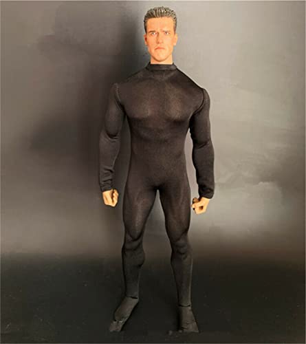 LFWDOCN 1/6 Scale Male Clothes, Men's Stretch Bodysuit Jumpsuit Tights Clothing for 12 Inch Action Figure Body (Black Cover Foot Version) von LFWDOCN