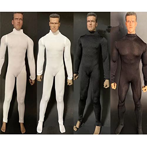 LFWDOCN 1/6 Scale Male Clothes, Men's Stretch Bodysuit Jumpsuit Tights Clothing for 12 Inch Action Figure Body (White Cover Foot Version) von LFWDOCN