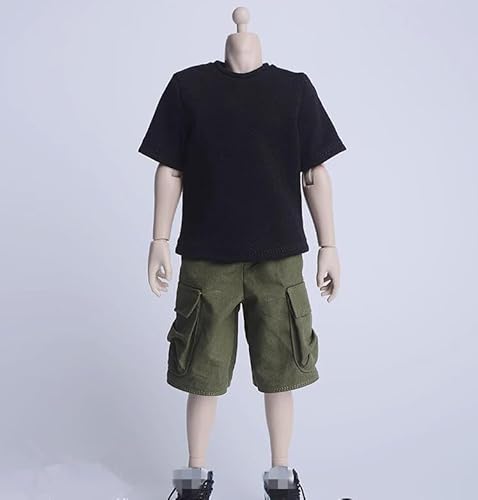 LFWDOCN 1/6 Scale Male Clothes, Men's T-Shirt Short Sleeve Top Clothes Shorts Pants Costume Outfit Clothing for 12 Inch Male Action Figure Body (Black T-Shirt Clothes) von LFWDOCN