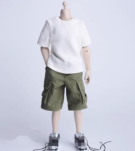 LFWDOCN 1/6 Scale Male Clothes, Men's T-Shirt Short Sleeve Top Clothes Shorts Pants Costume Outfit Clothing for 12 Inch Male Action Figure Body (White T-Shirt Clothes) von LFWDOCN