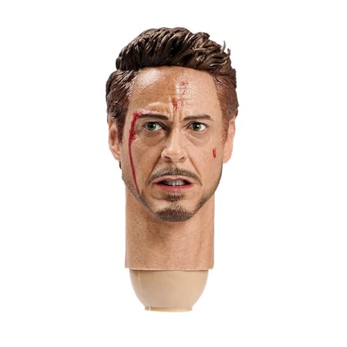 LFWDOCN 1/6 Scale Man Action Figures Head Man Hero Star Head Carved Model for 12 Inch Military Figure Body Collection (Brown Injured Version) von LFWDOCN