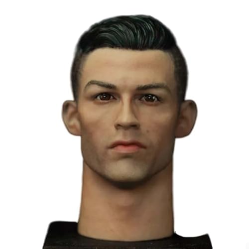 LFWDOCN 1/6 Scale Man Military Head Miniature Figure Collectible Portuguese Football Star Head Carved Model Fit for 12 Inch PH TBL JO Action Figures Body (Black Exquisite Painted) von LFWDOCN