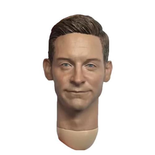 LFWDOCN 1/6 Scale Mann ActionFigurn Kopf Tobey Maguire PVC Mann Star Kopf Carved Model for 12 inch militär Figur Body Collection (Brown Middle-AGER) von LFWDOCN