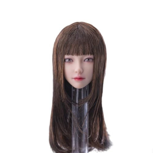 LFWDOCN 1/6 Scale weiblich ActionFigurn Kopf Miniature Kopf Model Asian BeautyThe Girl Next Door Mandy kopfure Fit for 12 inch militär Body(Brown Long Straight Hair E) von LFWDOCN