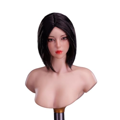 LFWDOCN 1/6 Scale weiblich ActionFigurn Kopf YMT084 Miniature Asian Girl kopfure Fit for 12 inch militär Body Model Collectible (Black Short Hair) von LFWDOCN