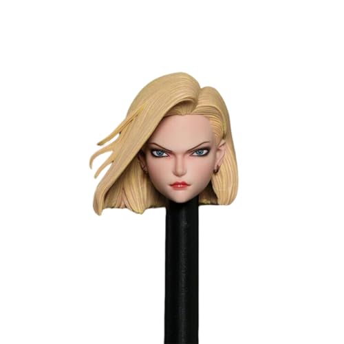 LFWDOCN 1/6 Scale weiblich militär Kopf Miniature Figur Collectible Android 18 Lazuli Girl Anime Beauty Kopf Carved Model fit 12inch PH TBL JO ActionFigurn Body(M003A Straight 1/6 Scale) von LFWDOCN