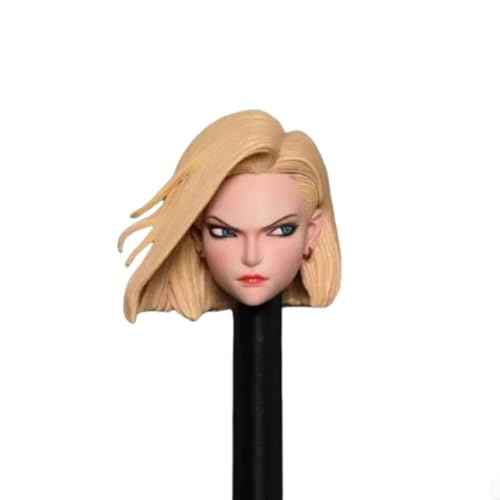 LFWDOCN 1/6 Scale weiblich militär Kopf Miniature Figur Collectible Android 18 Lazuli Girl Anime Beauty Kopf Carved Model fit 12inch PH TBL JO ActionFigurn Body(M003B Strabismus 1/6 Scale) von LFWDOCN