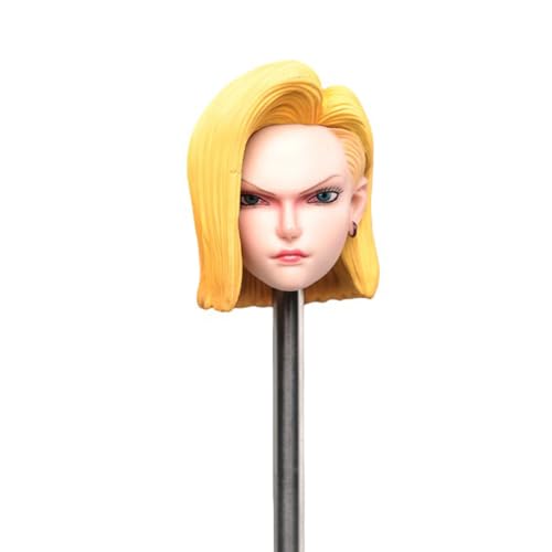 LFWDOCN 1/6 Scale weiblich militär Kopf Miniature Figur Collectible Android 18 Lazuli Girl Anime Beauty Kopf Carved Model fit 12inch PH TBL JO ActionFigurn Body(M010A Straight 1/6 Scale) von LFWDOCN
