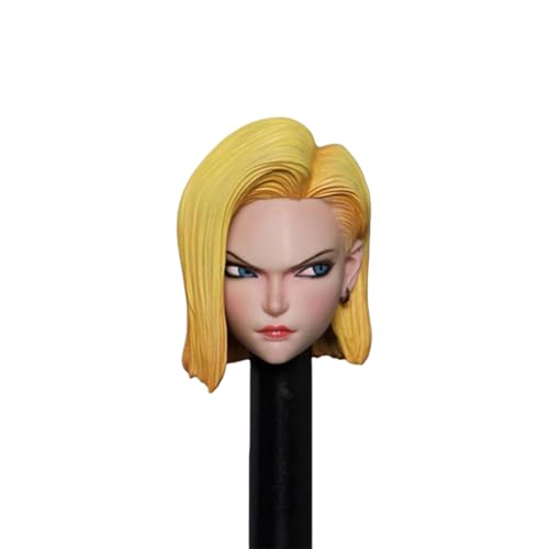LFWDOCN 1/6 Scale weiblich militär Kopf Miniature Figur Collectible Android 18 Lazuli Girl Anime Beauty Kopf Carved Model fit 12inch PH TBL JO ActionFigurn Body(M010B Strabismus 1/6 Scale) von LFWDOCN