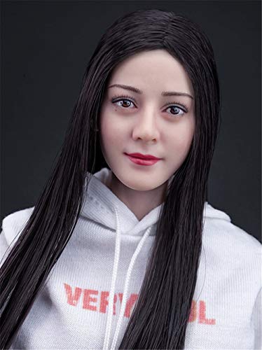 LFWDOCN JIAOUDOLL HS043(A) 1/6 Scale Female Figure Head Sculpt, Charming Girl Doll Head with Realistic Hair for 12 Inch Action Figure von LFWDOCN