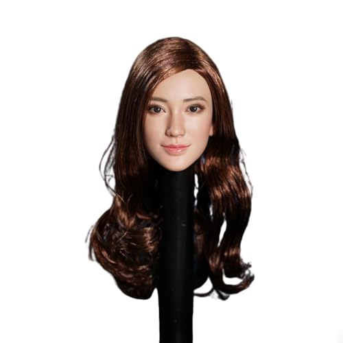 LFWDOCN SDH022 1/6 Scale weiblich militär Kopf Miniature Figur Collectible Beauty Asia Girl Planted Hair Kopf Carved Model fit 12inch PH TBL JO ActionFigurn Body(Brown Curly Hair) von LFWDOCN