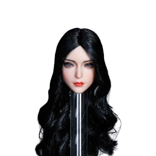 LFWDOCN YMT049 1/6 Scale Female Military Head Asian Beautiful Girl Cheng Hair Transplant Head Carved Model Fit for 12 Inch PH TBL JO Action Figures Body (Black Curly Hair) von LFWDOCN