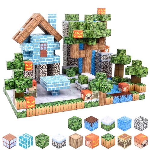 LFZXKJKJ 100 PCS Mgnetische Bauklötze, Magnetische Fliesen Bauen Magnet Welt Set, STEM Sensorik Spielzeug für Kleinkinder Kinder Mädchen Jungen ab 3 Jahren, Fidget Würfel Konstruktion Spielzeug von LFZXKJKJ