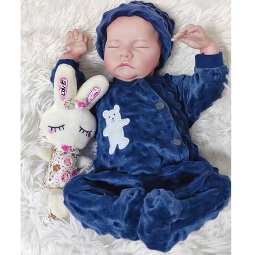 LFdolls 18 Inch Reborn Baby Dolls Handmade Reborn Babies Lifelike Baby Dolls Sleeping Newborn Baby 45 cm Reborn Puppen Lebensecht Marineblau Mit Plüschhasen Reborn Babypuppe Weiches Silikonvinyl LFdolls 18 Inch Reborn Baby Dolls Handmade Reborn Babies Lifelike Baby Dolls Sleeping Newborn Baby 45 cm Reborn Puppen Lebensecht Marineblau Mit Plüschhasen Reborn Babypuppe Weiches Silikonvinyl von LFdolls