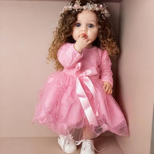 LFdolls Reborn Puppe Mädchen 55 cm Reborn Babypuppe Rosa Prinzessinnenkleid Mit Spitze Und TüLl, Dekorative Krone Weiche Silikonpuppe Realistische Babypuppe Für Kinder Ab 3 Jahren LFdolls Reborn Puppe Mädchen 55 cm Reborn Babypuppe Rosa Prinzessinnenkleid Mit Spitze Und TüLl, Dekorative Krone Weiche Silikonpuppe Realistische Babypuppe Für Kinder Ab 3 Jahren von LFdolls